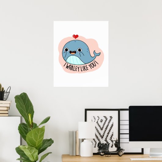 Ik hou van YO Funny Whale Pun Poster (Thuiskantoor)