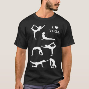 Ik hou van yoga mannen vrouwen yoga posities t-shirt