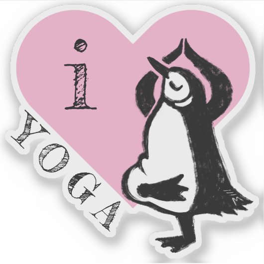 Ik hou van yoga pinguïn sticker (Voorkant)