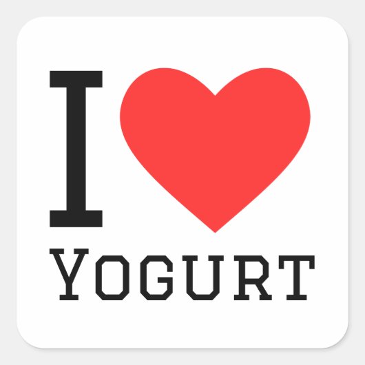 Ik hou van yoghurt vierkante sticker (Voorkant)