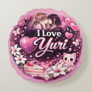 Ik hou van Yuri Kawaii Meisjes Liefde Anime Esth Rond Kussen