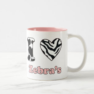 Ik hou van zebra's tweekleurige koffiemok