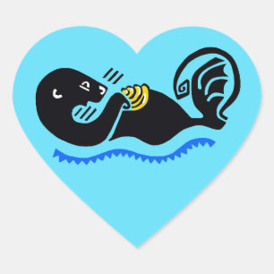 Ik hou van Zee OTTERS - Wildlife - Natuur - Blauw Hart Sticker