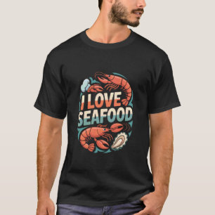 Ik hou van zeevruchten garnalen oester chef enthou t-shirt