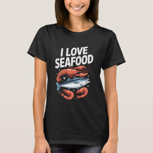 Ik hou van zeevruchten grappige krab vis kunst t-shirt