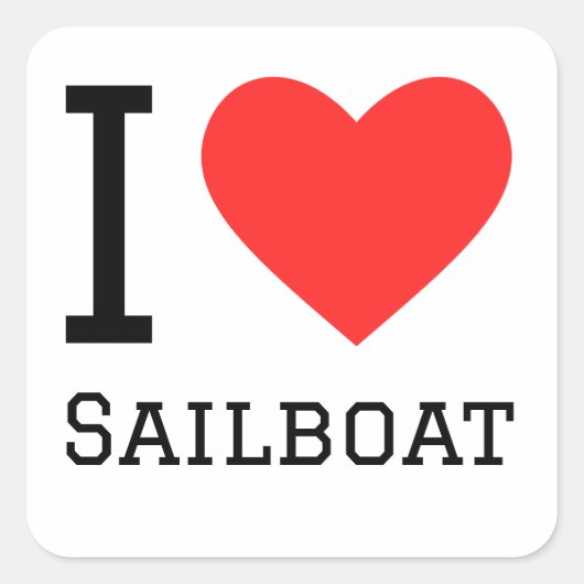 Ik hou van zeilboot vierkante sticker (Voorkant)