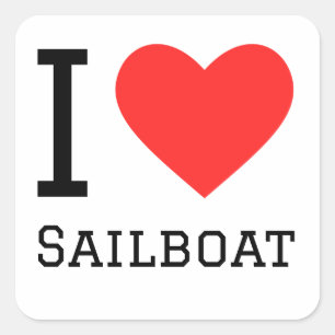 Ik hou van zeilboot vierkante sticker