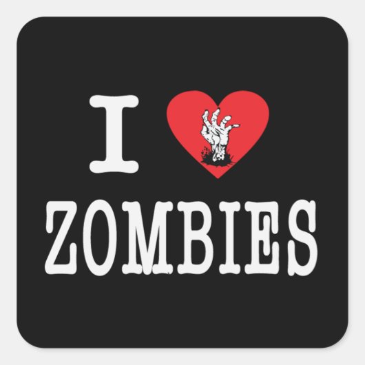 Ik hou van Zombies Vierkante Sticker (Voorkant)