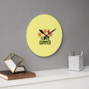 Ik hou van zomer ronde acrylaat wandklok met fruit grote klok