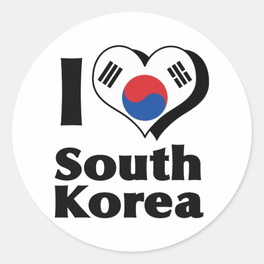 Ik hou van Zuid-Korea vlag Ronde Sticker (Voorkant)