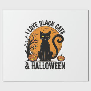Ik hou van zwarte katten Halloween vintage shirt o Cadeaupapier
