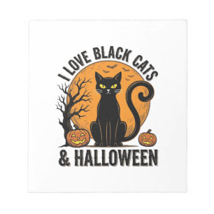 Ik hou van zwarte katten Halloween vintage shirt o Notitieblok