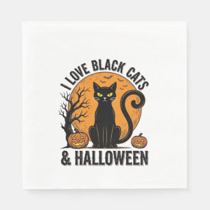 Ik hou van zwarte katten Halloween vintage shirt o Servet
