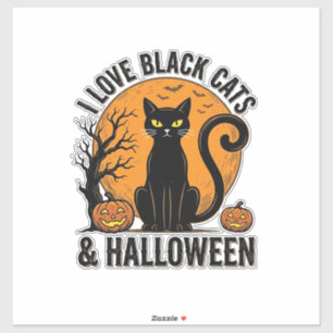 Ik hou van zwarte katten Halloween vintage shirt o Sticker
