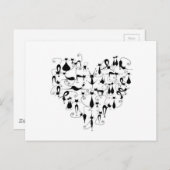 ik hou van zwarte katten silhouette briefkaart (Voorkant / Achterkant)