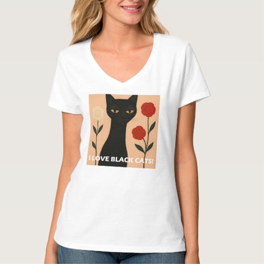 IK HOU VAN ZWARTE KATTEN! T-SHIRT (Voorkant)