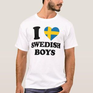 Ik hou van Zweedse Jongens Leuk Zweden Vlag Hart O T-shirt