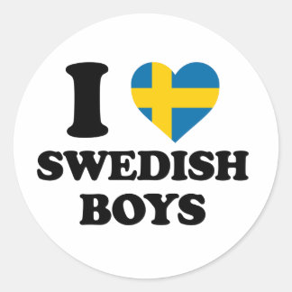 Ik hou van Zweedse jongens Zweden Vlag Hart Ronde Sticker