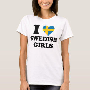 Ik hou van Zweedse meisjes hartvlag T-shirt