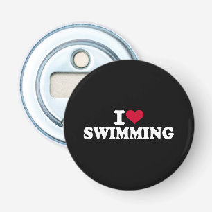 Ik hou van zwemmen button flesopener
