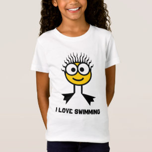 Ik hou van zwemmen - Geel draaiteken T-shirt