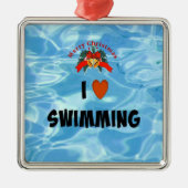 Ik hou van zwemmen, kerstontwerp, metalen ornament (Voorkant)