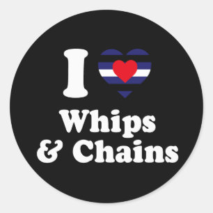 Ik hou van zwepen en kettingen - ronde sticker