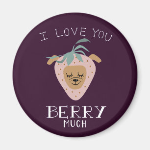 Ik hou veel van je BERRY   Funny Strawberry Dog Pu Magneet
