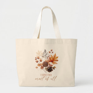 Ik hou vooral van Herfst - bladeren gebladerte Grote Tote Bag