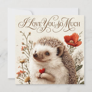 Ik hou zo veel van je: egel hart ontwerp feestdagenkaart