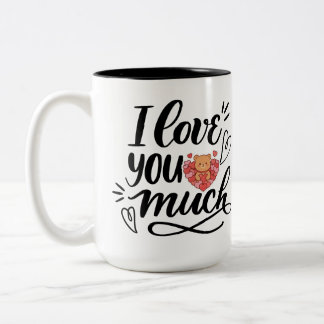 Ik hou zo veel van jou Calligraphy Hart Koffiemok Tweekleurige Koffiemok