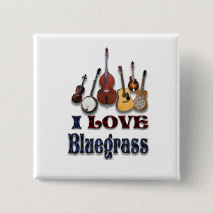 IK HOUD VAN BLUEGRASS-BUTTON VIERKANTE BUTTON 5,1 CM