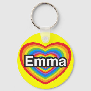Ik houd van Emma. Ik houd van u Emma. Hart Sleutelhanger
