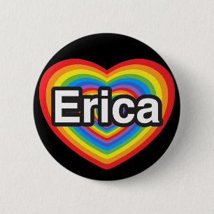 Ik houd van Erica. Ik houd van u Erica. Hart Ronde Button 5,7 Cm
