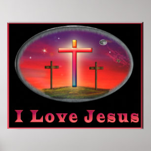 Ik houd van het Christelijke poster van Jesus
