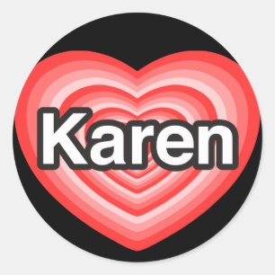 Ik houd van Karen. Ik houd van u Karen. Hart Ronde Sticker