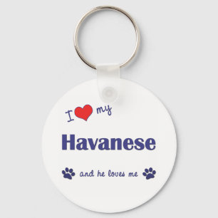 Ik houd van Mijn Havanese (Mannelijke Hond) Sleutelhanger
