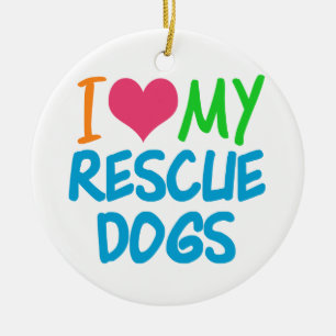 Ik houd van Mijn Honden van de Redding Keramisch Ornament