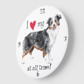 Ik houd van mijn Mini Amerikaanse Herder Grote Klok (Hoek)