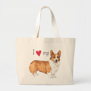 Ik houd van mijn Pembroke Welse Corgi Grote Tote Bag