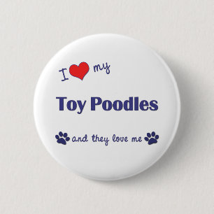 Ik houd van Mijn Poedels van het Speelgoed Ronde Button 5,7 Cm