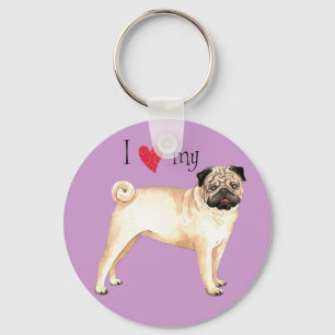 Ik houd van mijn Pug Sleutelhanger