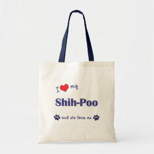 Ik houd van Mijn shih-Poo (Vrouwelijke Hond) Tote Bag