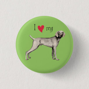 Ik houd van mijn Weimaraner Ronde Button 3,2 Cm