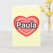 Ik houd van Paula. Ik houd van u Paula. Hart Kaart (Gele Bloem)