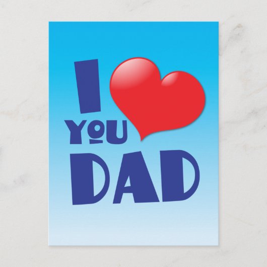 Ik houd van u DAD! met hart Briefkaart (Voorkant)