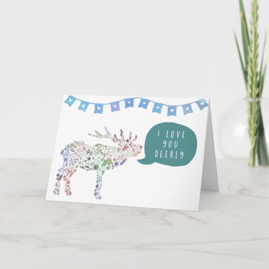 Ik houd van u Deerly Feestdagen Kaart (Voorkant)
