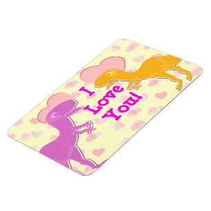 Ik houd van u Leuke Dinosaurussen t-Rex met Harten Magneet