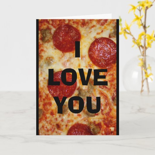 Ik houd van u meer dan Pizza! Kaart (Gele Bloem)