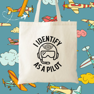 Ik Identificeer Me Als Een Piloot, Humor, Citaat, Tote Bag
